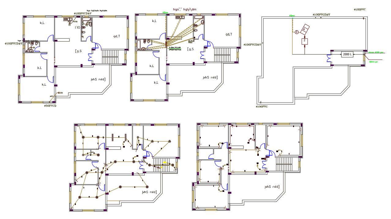 2880 Sq Ft House Electrical And Plumbing Layout Plan