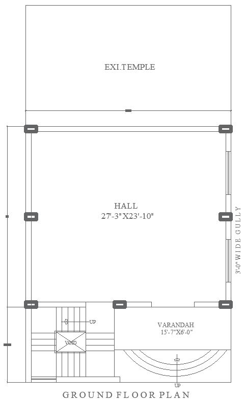 28.9ft x 25.4ft Ground Floor Temple Layout Plan AUTOCAD DWG File 
