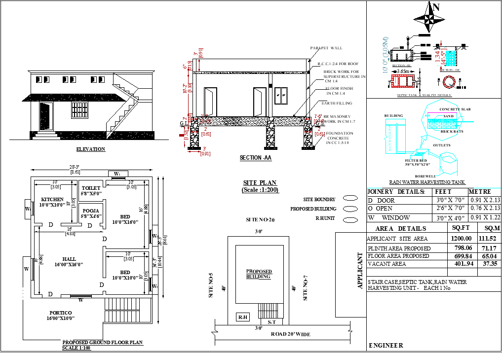 28'X34' wonderful blueprint plan of North facing 2bhk house plan as per Vastu Shastra. Download Autocad DWG and PDF file format of this house plan.