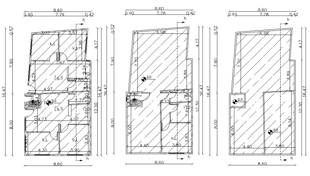 28' X 54' House Floor Plan AutoCAD Drawing