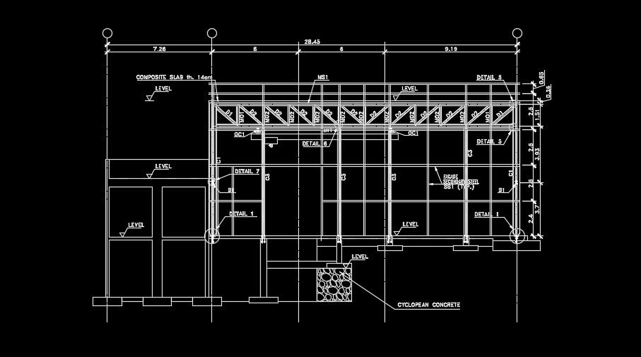 28x12 industrial plan of the column section view download now