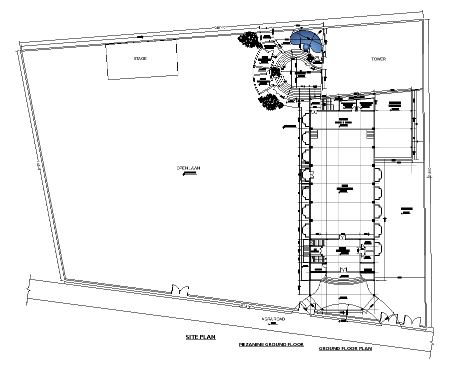 28’x146’ banquet hall plan is given in this AutoCAD drawing model. Download now.