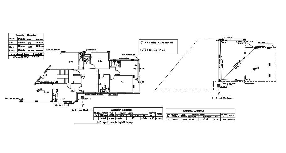 28x15m house plan of the manhole location drawing
