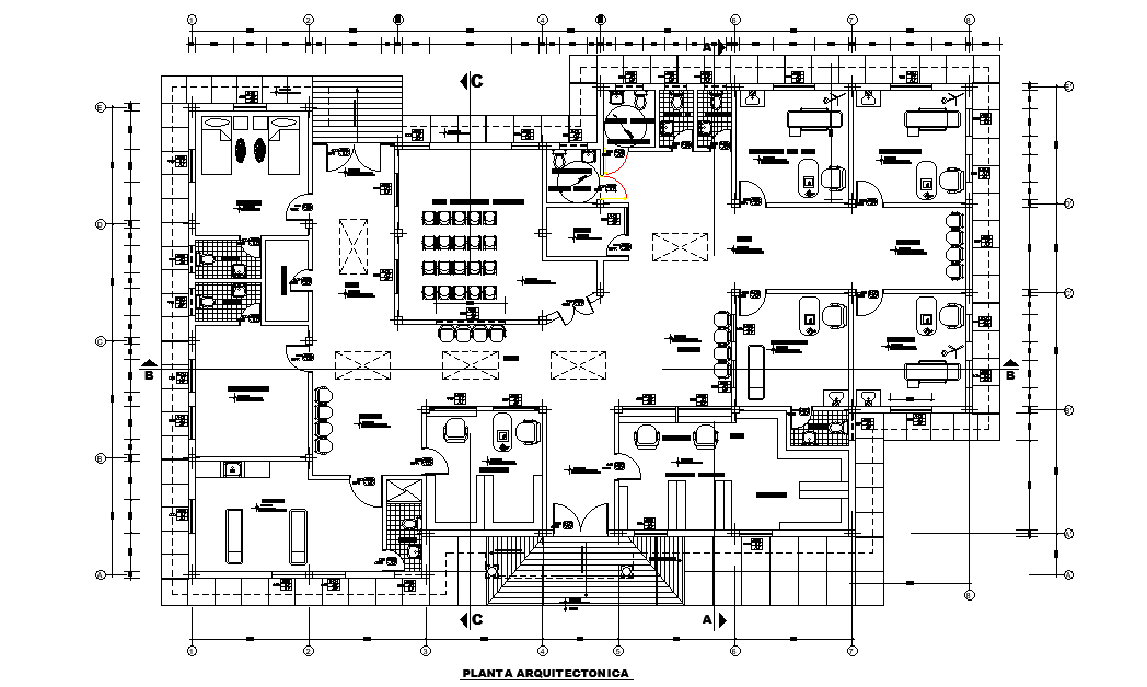 28x18m hospital plan is given in this Autocad drawing file. Download now.