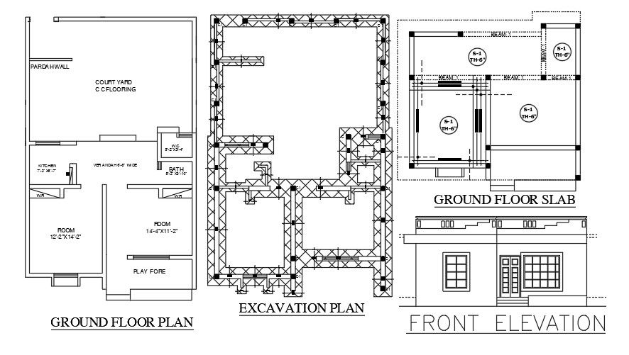 28x44’ house plan AutoCAD drawing is given in this file