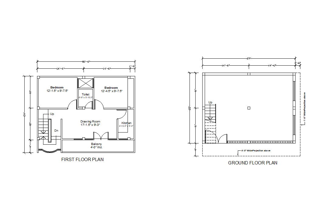 29' x 22' Size Ground Floor & First Floor Plan