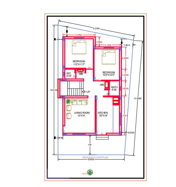 2BHK House Plan DWG