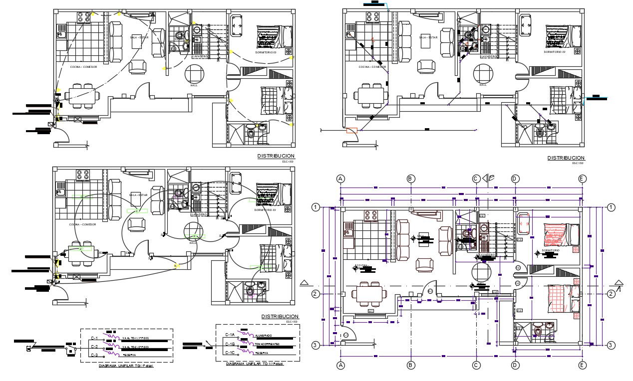 2BHK Huge Bungalow Planning Cad Drawing With Electrical Plan AutoCAD File