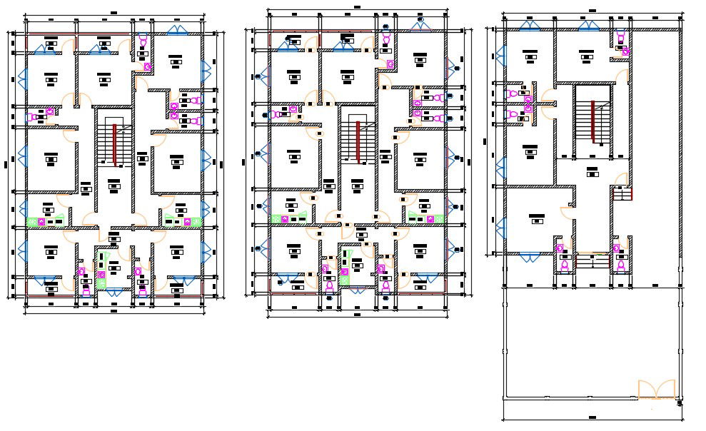 2 BHK and 3 BHK Apartment Layout Drawing DWG File for AutoCAD