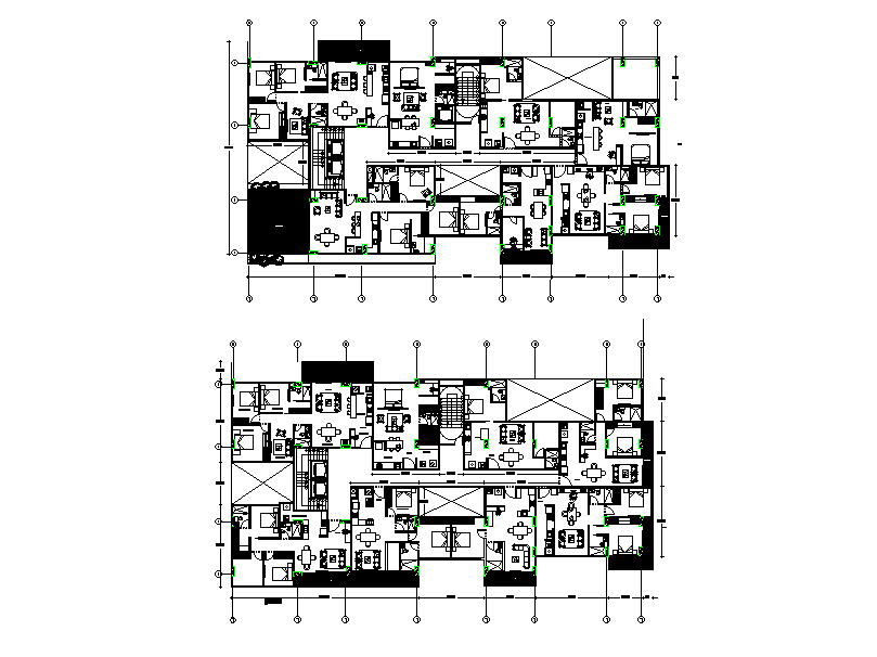 2 BHK And 3 BHK Apartment Layout Plan AutoCAD Drawing DWG File