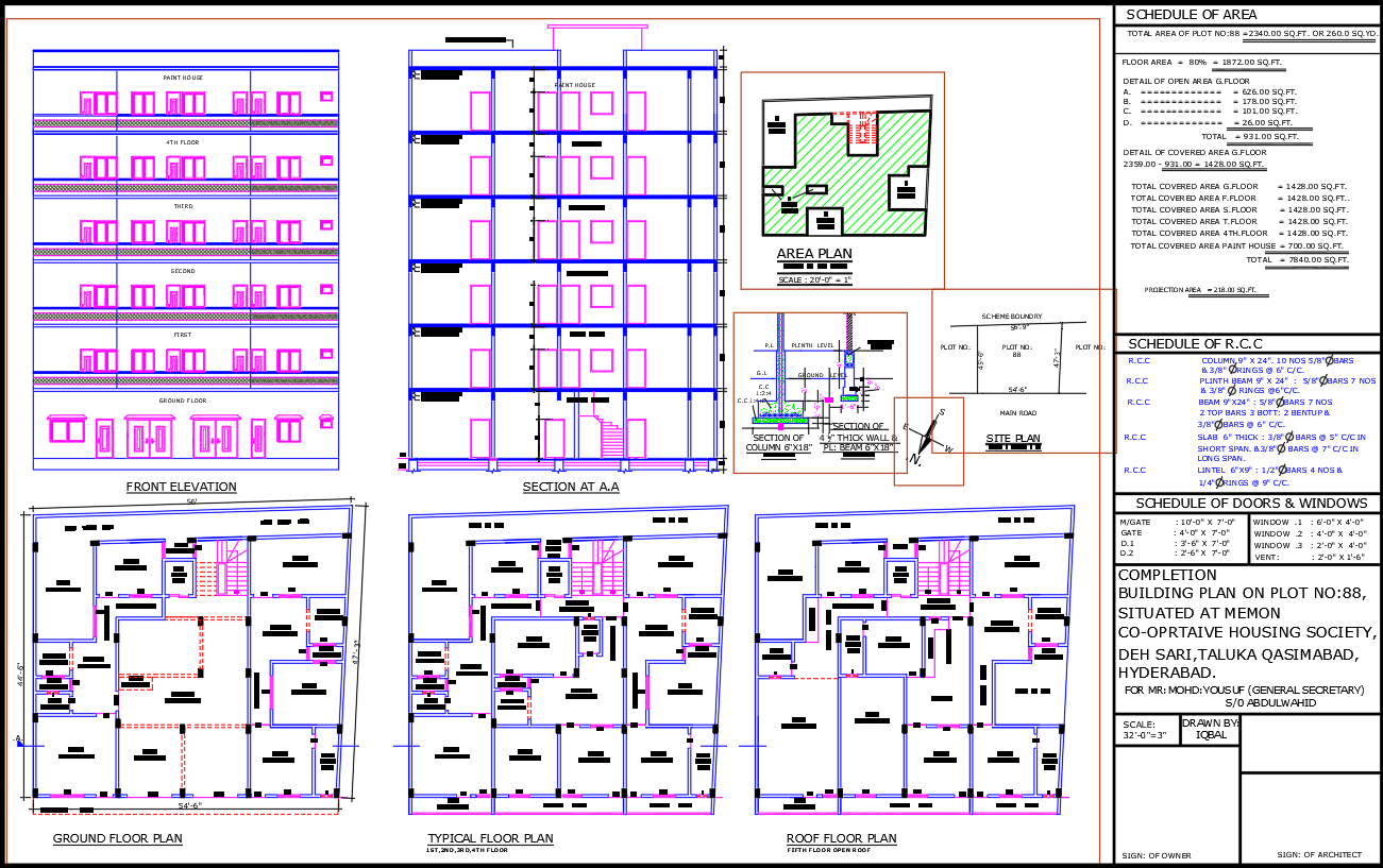 2 BHK Apartment Architecture Presentation Drawings–AutoCAD DWG Files