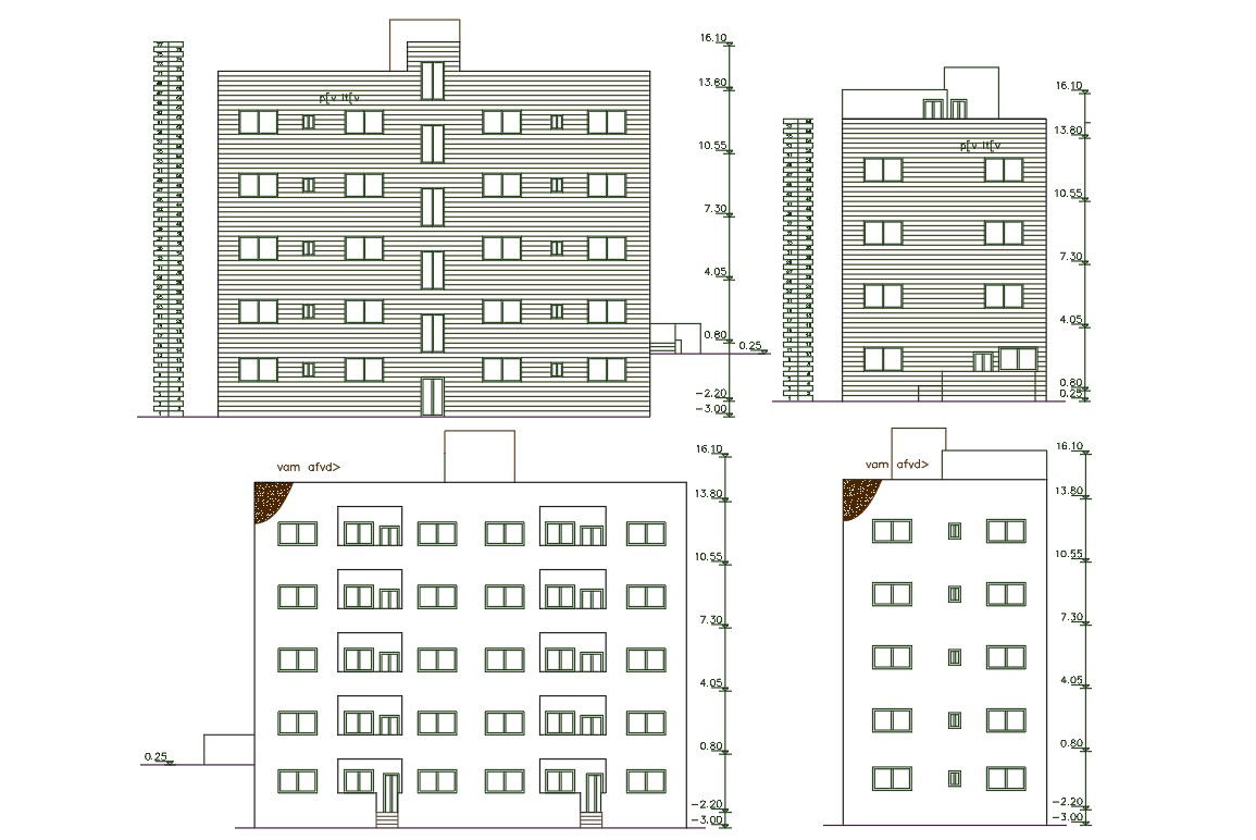 2 BHK Apartment Building Elevation Design ((256 Square Yards)