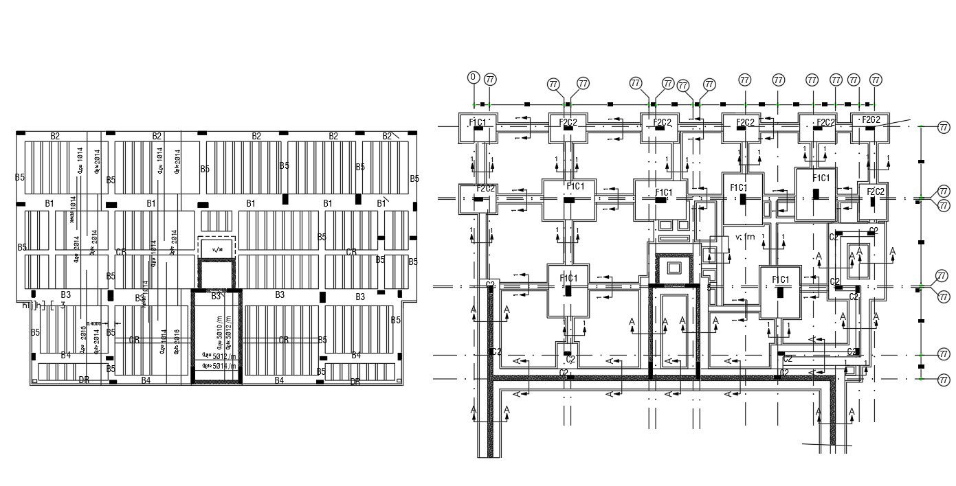 2 BHK Apartment Column Footing And Slab Bar Design