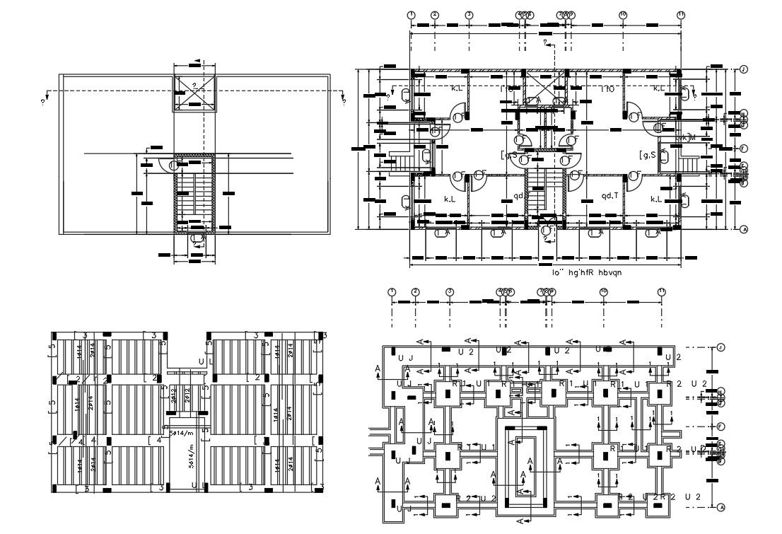 2 BHK Apartment Construction Working Plan CAD Drawing