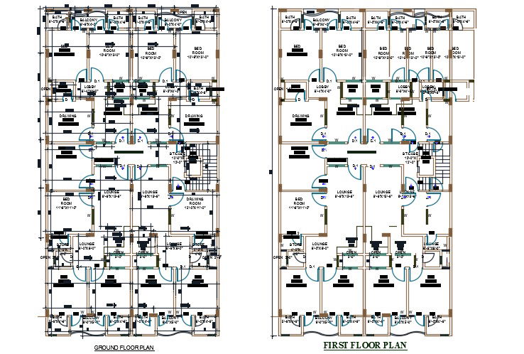 2 BHK Apartment Floor Plan Design AutoCAD File