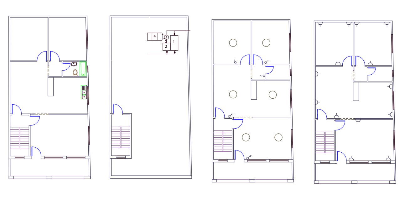 2 BHK Apartment House Electrical And Sanitary Plan Drawing