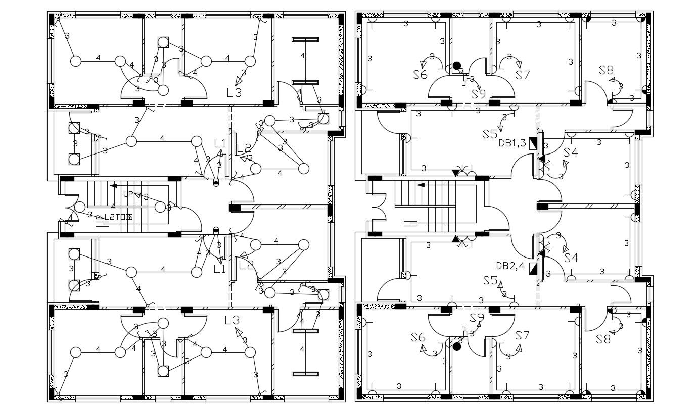 2 BHK Apartment House Electrical Layout Plan Design