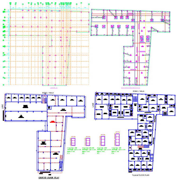 2 BHK Apartment Structure & Construction DWG Design Files