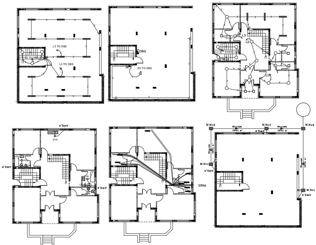 2 BHK Bungalow House Floor Plan AutoCAD Drawing
