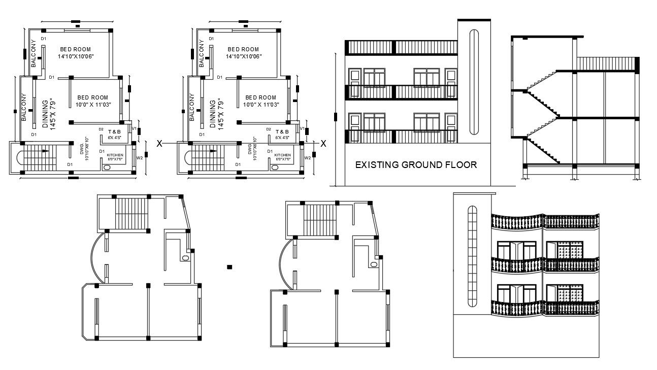 2 BHK Family House House Project AutoCAD File