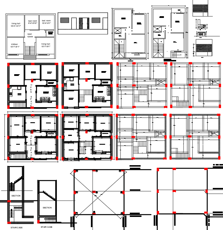 2BHK House Plan DWG with CAD Blocks for Architects