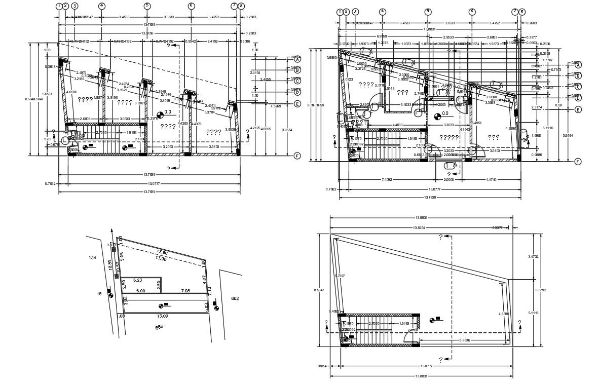 2 BHK House And Shop On Ground Floor Plan DWG File