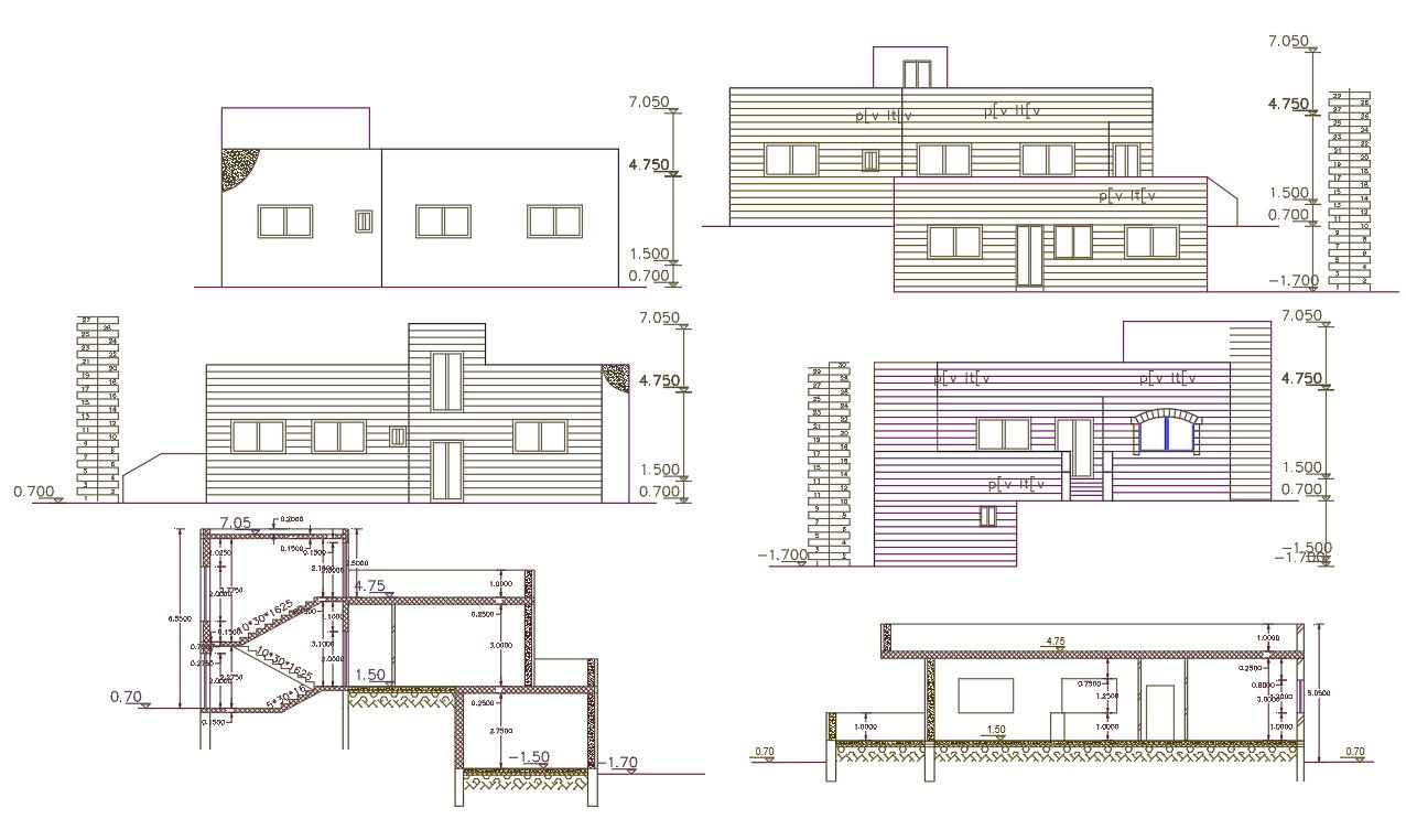 2 BHK House Building Design CAD File