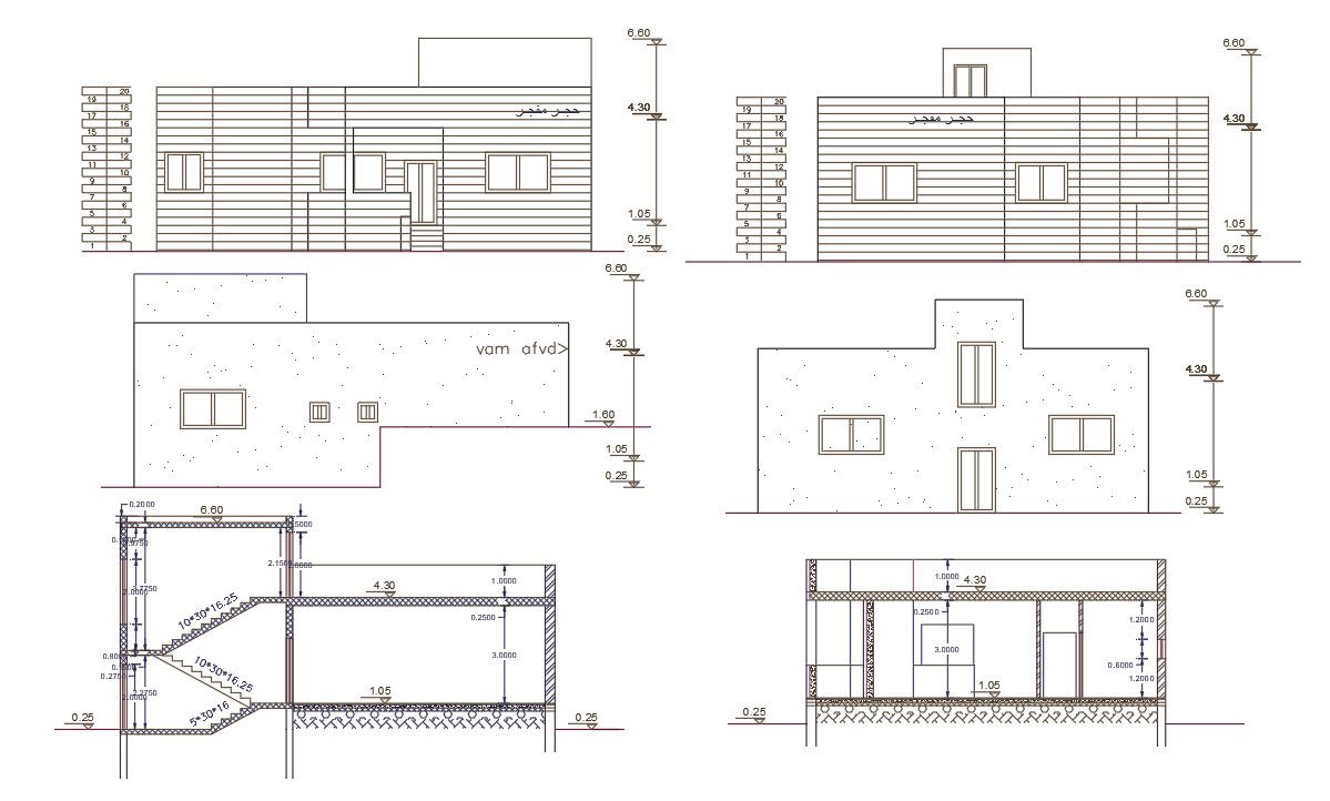 2 BHK House Building Design DWG FIle ( 1920 Sq Ft)