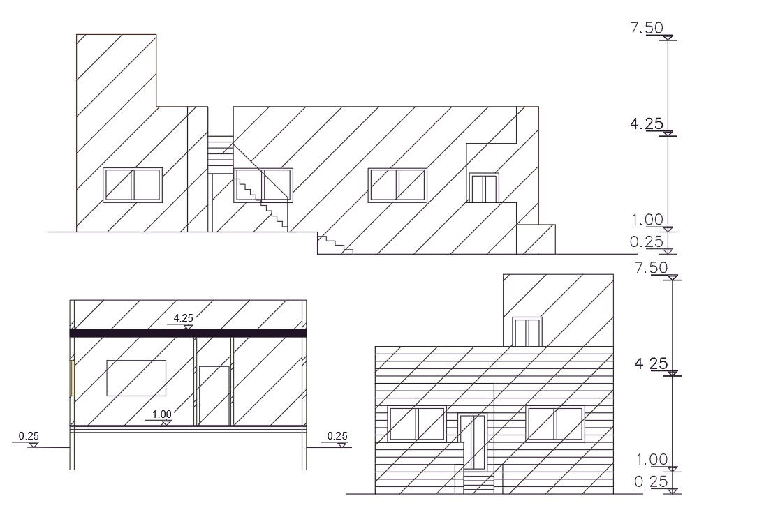 2 BHK House Building Design DWG File