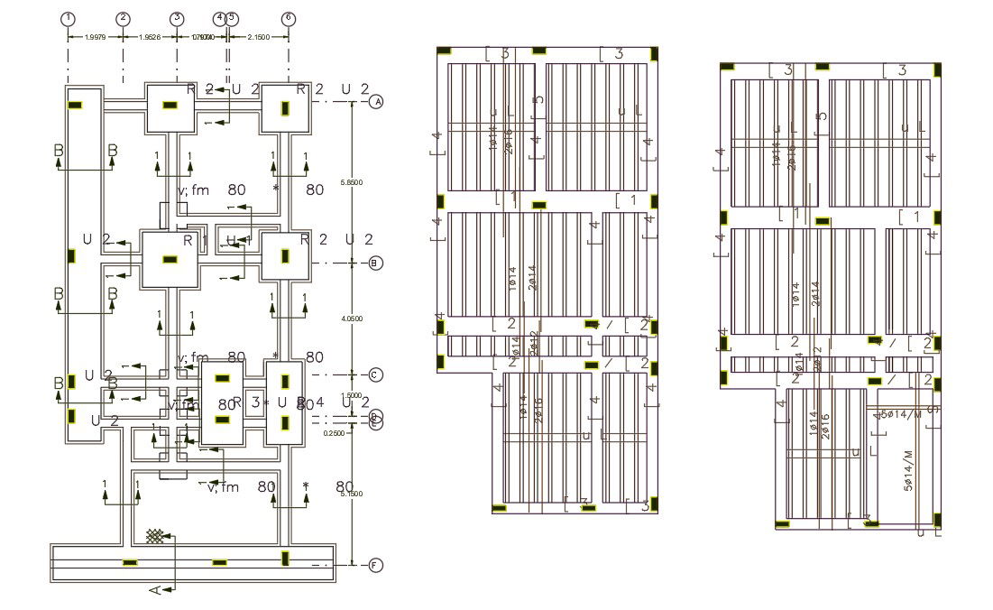 2 BHK House Column Footing And Slab Bar Structure Design