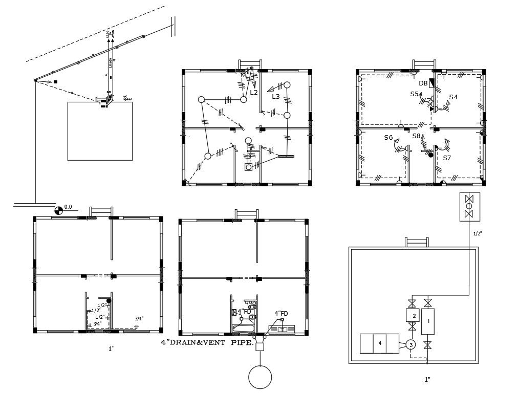 2 BHK House Electrical And Wiring Layout Plan Design