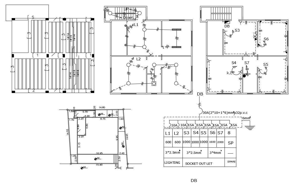 2 BHK House Electrical Plan With Power Supply Diagram