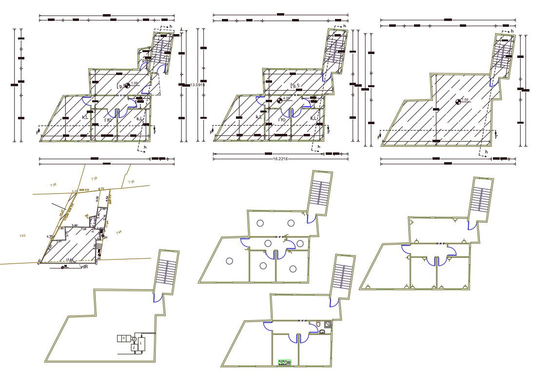 2?BHK House Floor Plan with Site Plot in DWG Format