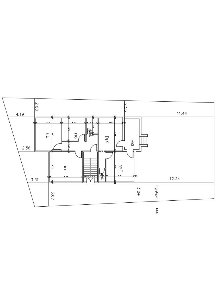 2 BHK House Master Plan Design AutoCAD Drawing