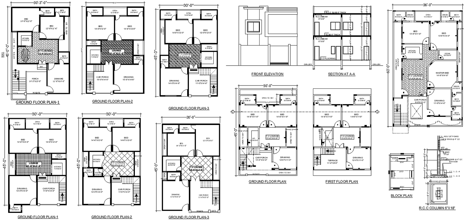 2BHK House Plan with Modern Architecture in DWG Format