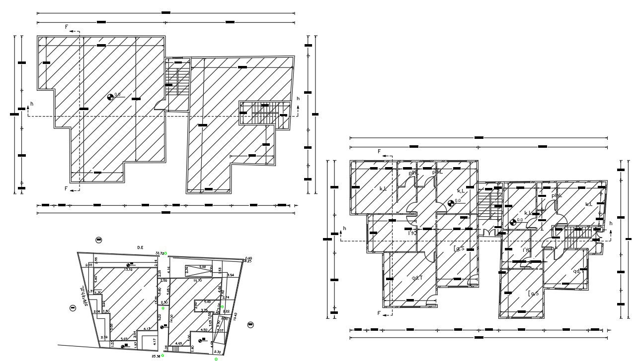 2 BHK Joint House Ground Floor Plan Design DWG File