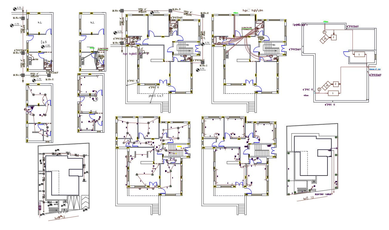 2 BHK Modern House Plumbing And Electrical Plan Desgin