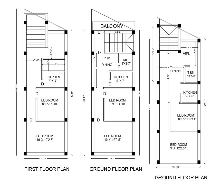 2 BHK Row House Floor Plan AutoCAD File