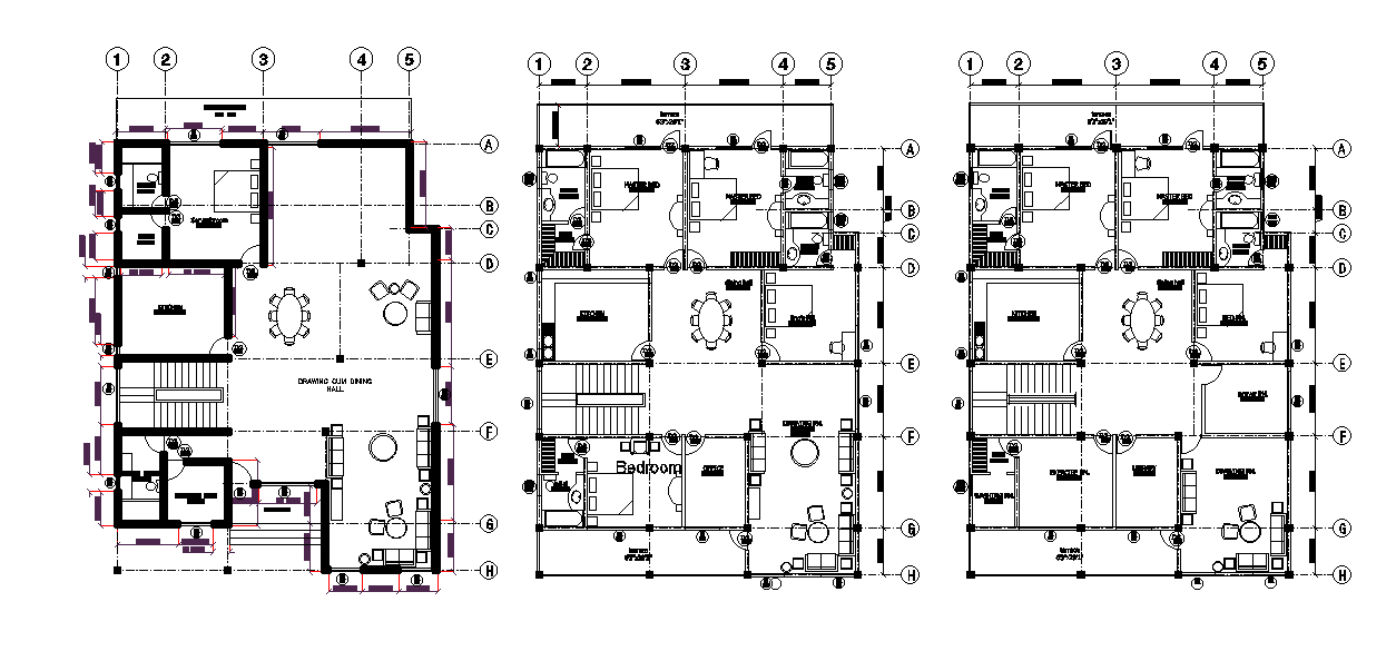 2 BHK apartment detail drawing defined in this AutoCAD file. Download the AutoCAD file.