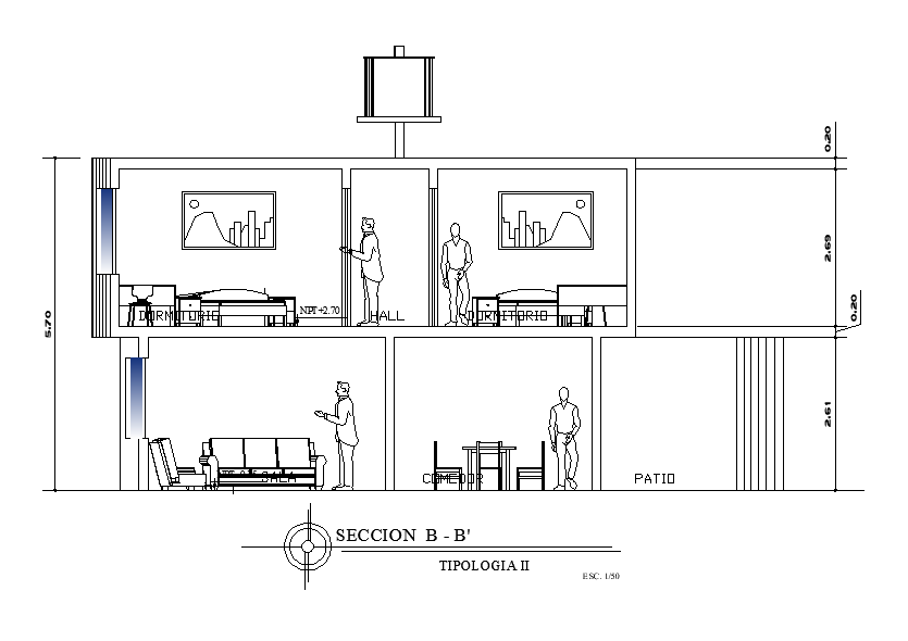 2 Bedroom House Building Section Drawing Download DWG File
