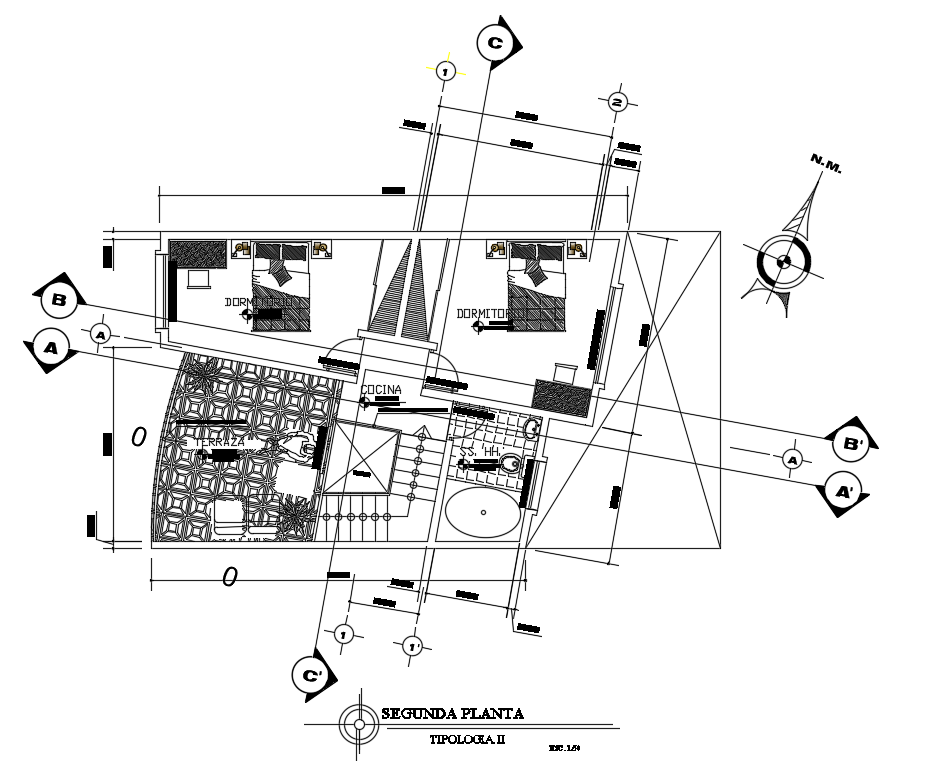 2 Bedrooms With Furniture Layout Plan Second Floor Plan CAD Drawing DWG File