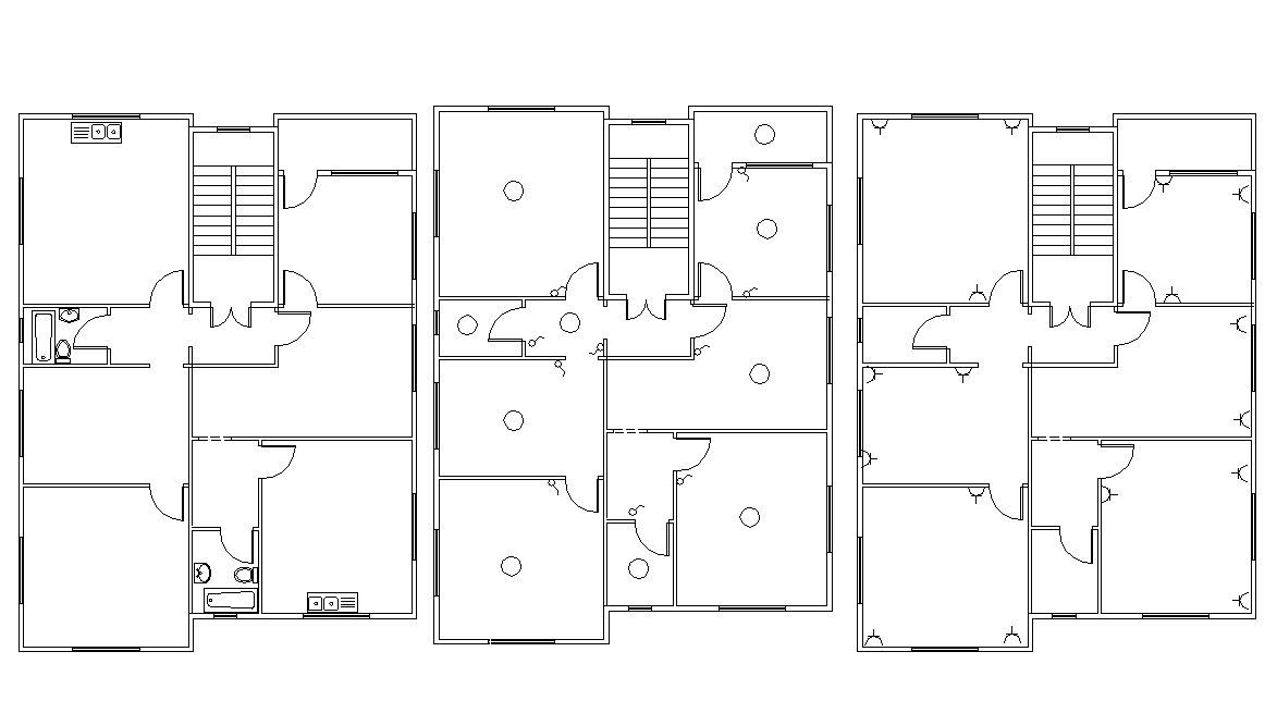 2D Apartment Cluster Layout Plan AutoCAD Drawing