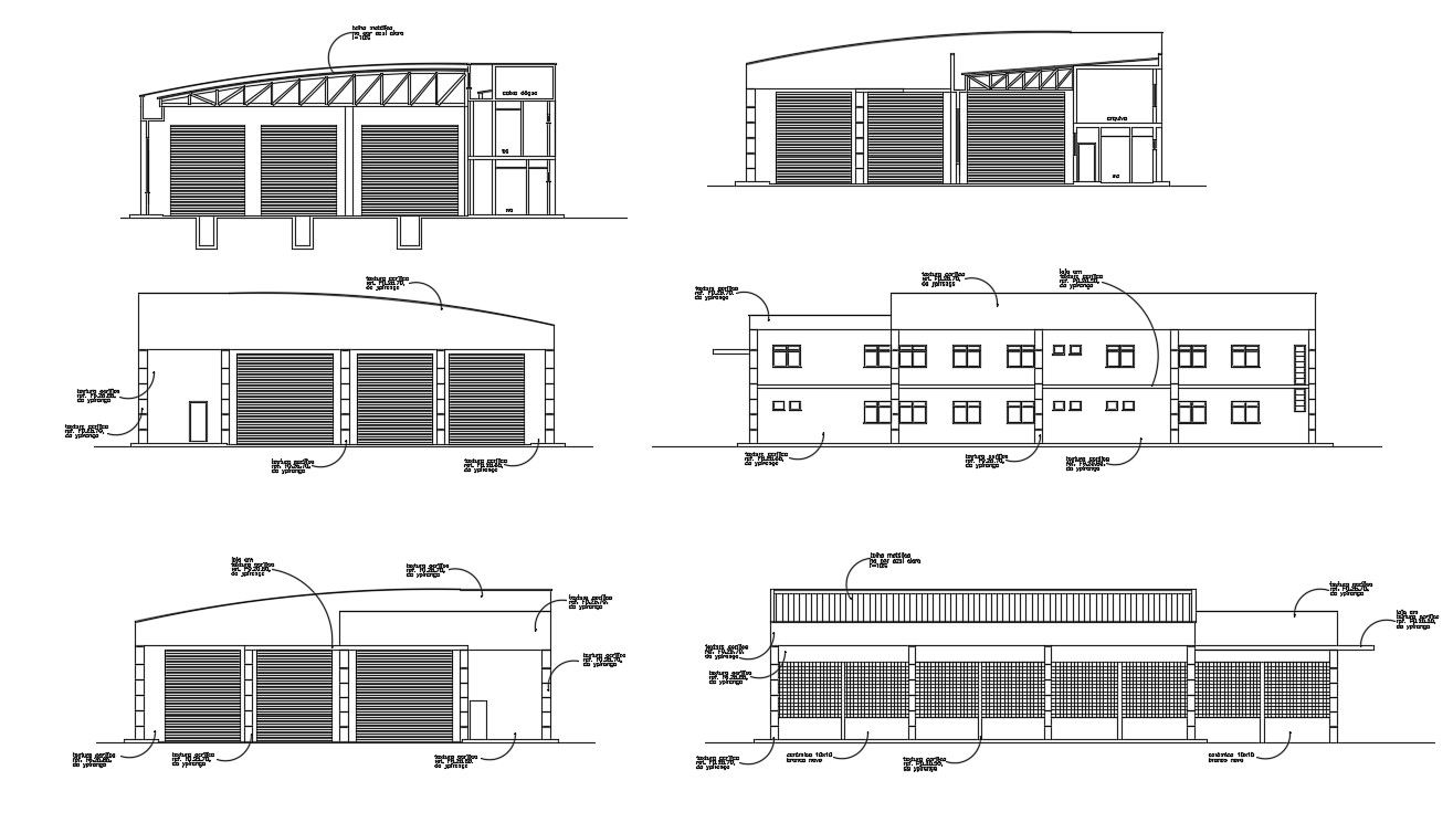 2D CAD Design Of Simple Factory Elevation AutoCAD File