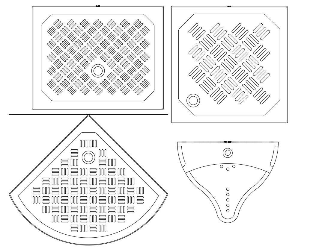 2D CAD Drawing Bathroom Shower Floor Plate Plan AutoCAD File Free Download
