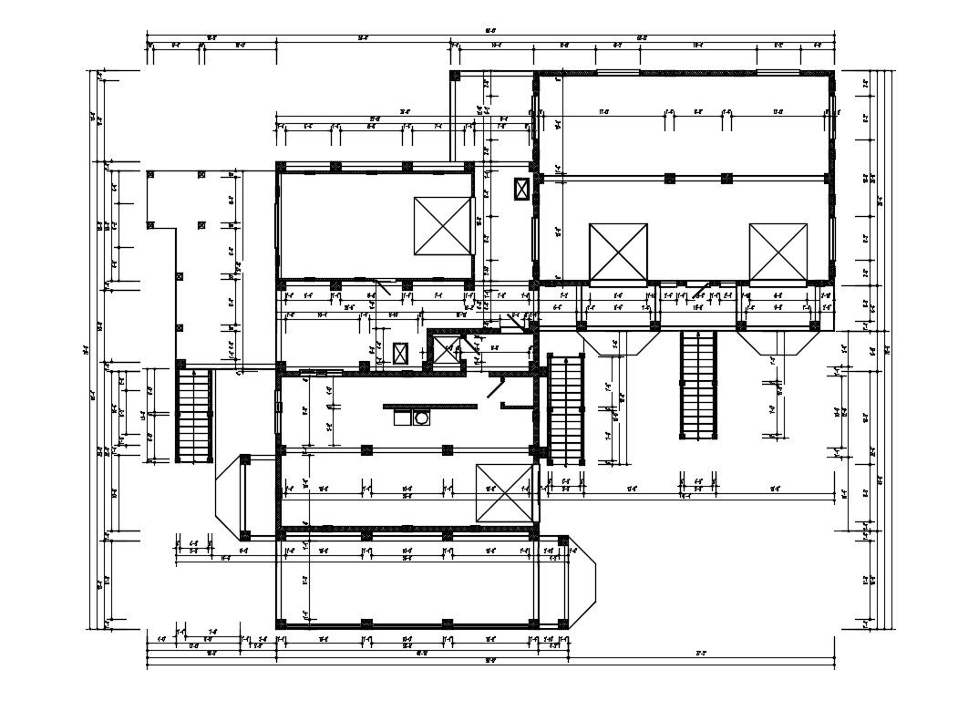 2D CAD Drawing Building Floor Plan With Working Dimension  AutoCAD File