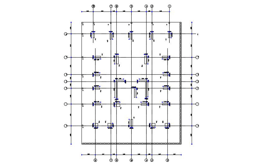 2D CAD Drawing Centre Line Plan And Foundation Plan Free Download