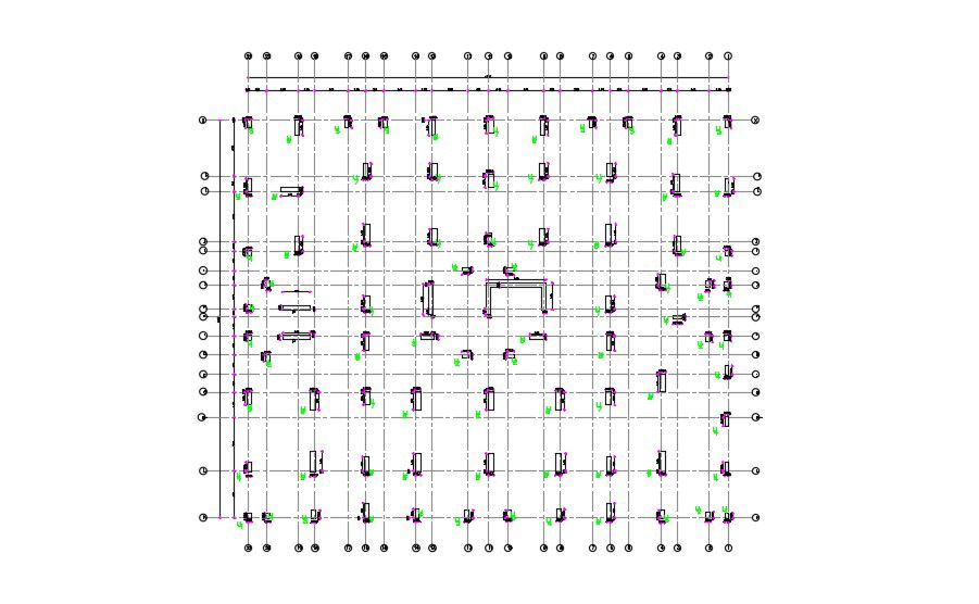 2D CAD Drawing Centre Line Plan Of A Building AutoCAD File Free Download
