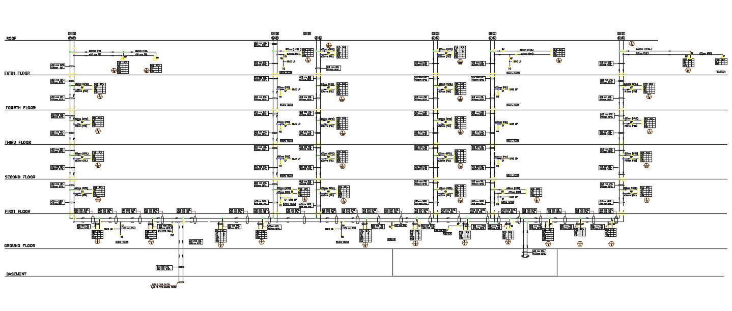 2D CAD Drawing Chilled Water System Diagram AutoCAD File