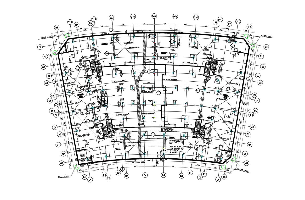 2D CAD Drawing Column Foundation Plan AutoCAD File