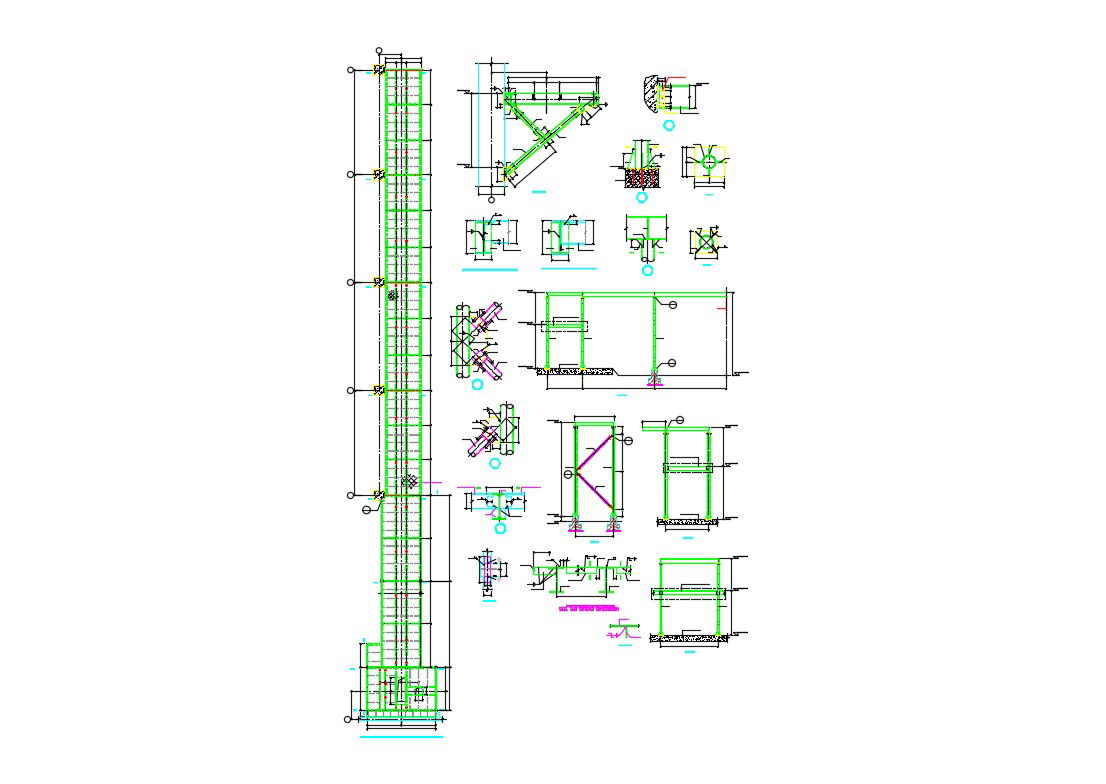 2D CAD Drawing Column Reinforcement Design DWG File